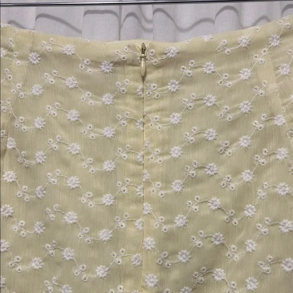 Altar'd State Skirt Women’s L Yellow Floral Mini Ruffle Eyelet Feminine - Picture 6 of 10